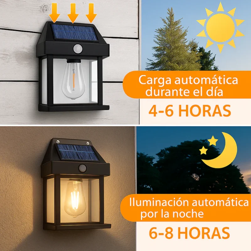 Aplique Solar tipo farol 2X1